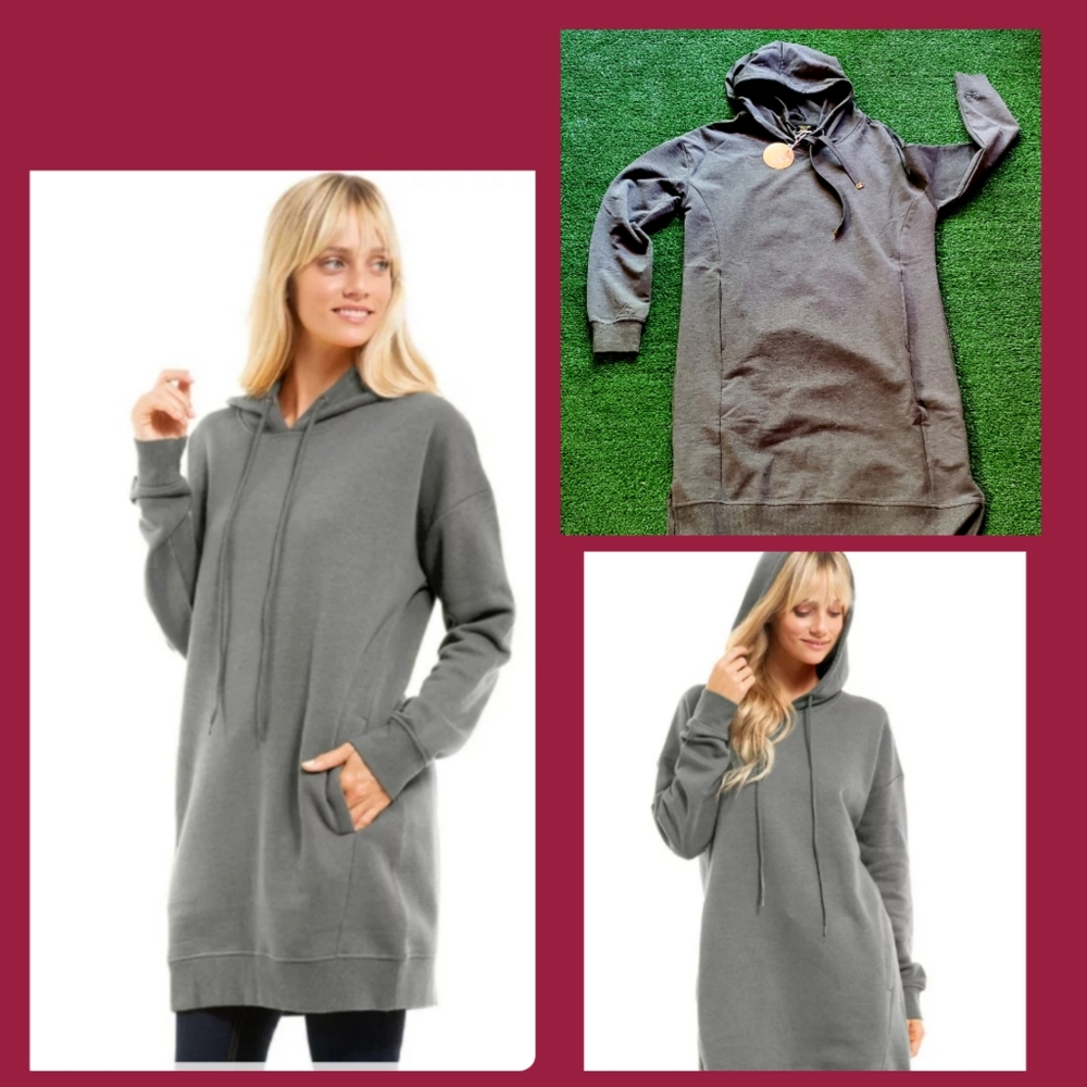 Long Sleeve Fleece Hoodie Tunic - Picture 3 of 10
